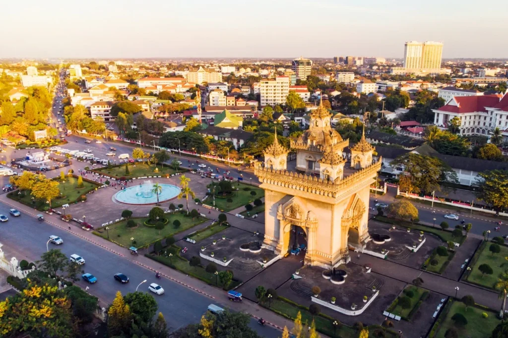 City landmarks and streets in Vientiane, Laos