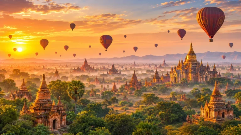 Panoramic view of the ancient temples of Bagan
